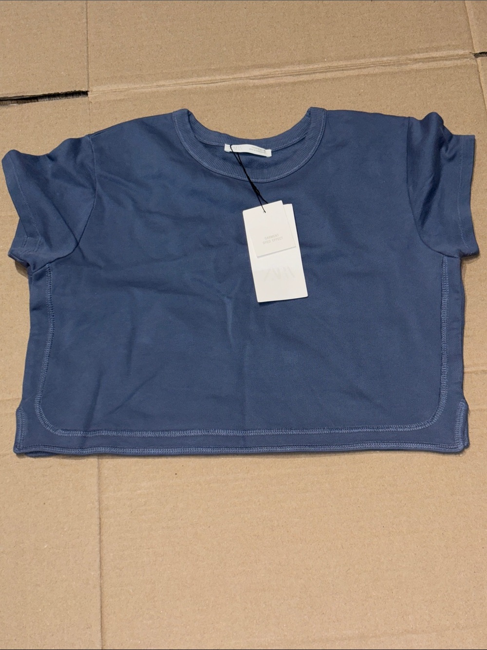 Zara Short-Sleeve Crewneck Top - Blue
